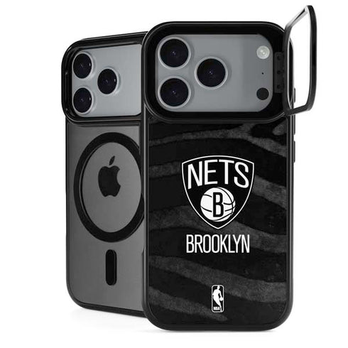 NBA Brooklyn Nets Black Animal Print iPhone 17 Pro Max Kickstand Case