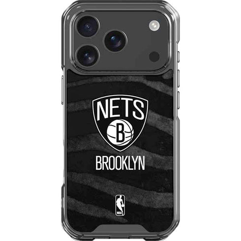NBA Brooklyn Nets Black Animal Print iPhone 18 Pro Clear Case