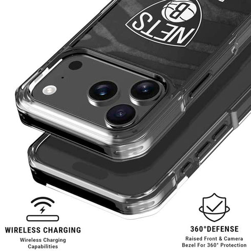 NBA Brooklyn Nets Black Animal Print iPhone 18 Pro Clear Case