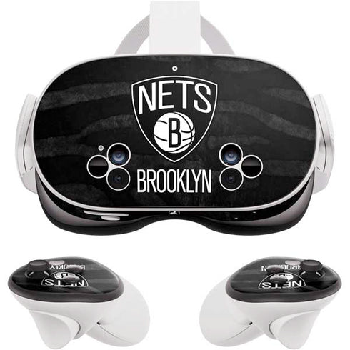 NBA Brooklyn Nets Black Animal Print Meta Quest 3S Skin