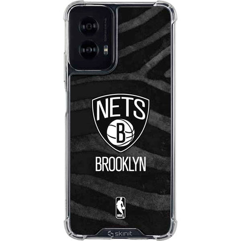 NBA Brooklyn Nets Black Animal Print Moto G Power 5G (2024) Clear Case