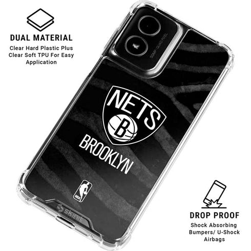 NBA Brooklyn Nets Black Animal Print Moto G Power 5G (2024) Clear Case