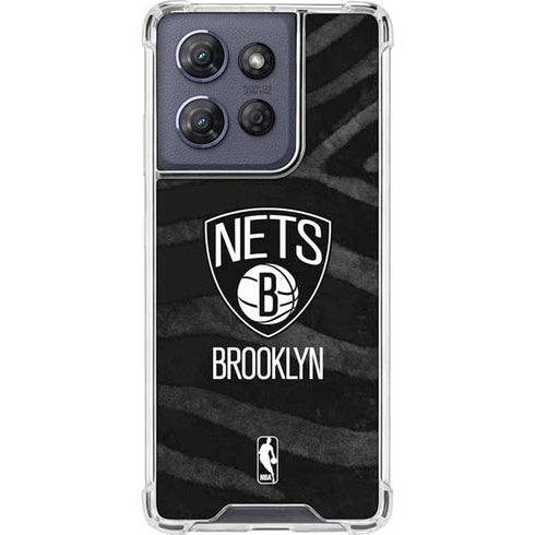 NBA Brooklyn Nets Black Animal Print Moto G Power 5G (2025) Clear Case