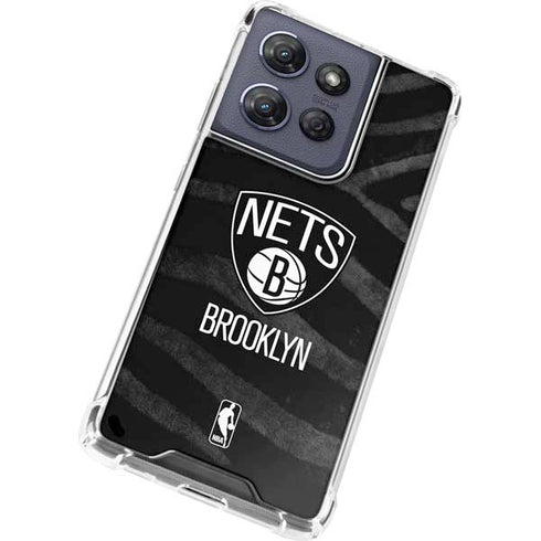 NBA Brooklyn Nets Black Animal Print Moto G Power 5G (2025) Clear Case