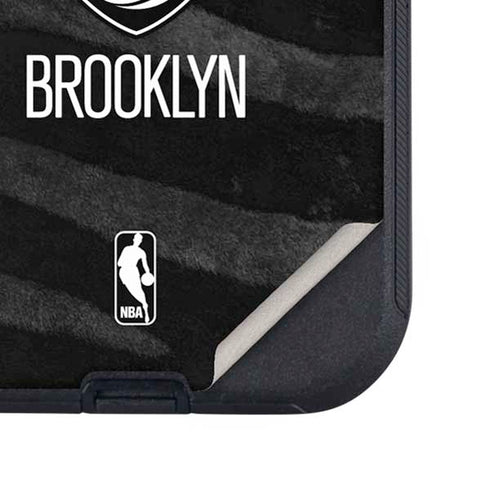 NBA Brooklyn Nets Black Animal Print Otterbox Defender iPhone Skin
