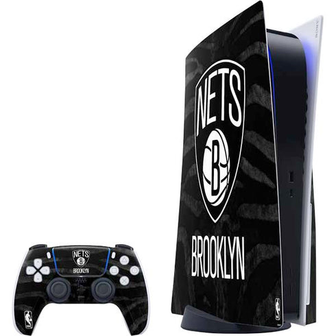 NBA Brooklyn Nets Black Animal Print PlayStation PS5 Skins