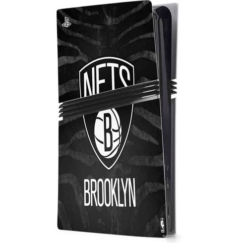 NBA Brooklyn Nets Black Animal Print PS5 Pro Console Skin