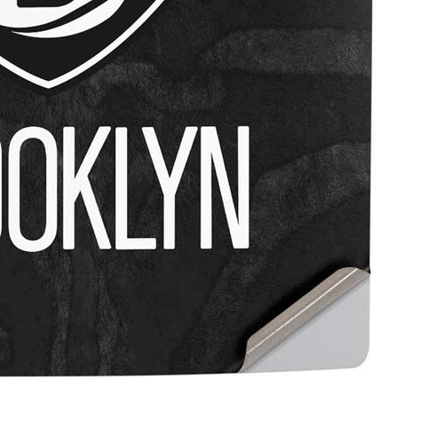 NBA Brooklyn Nets Black Animal Print PS5 Pro Disk Console Skin