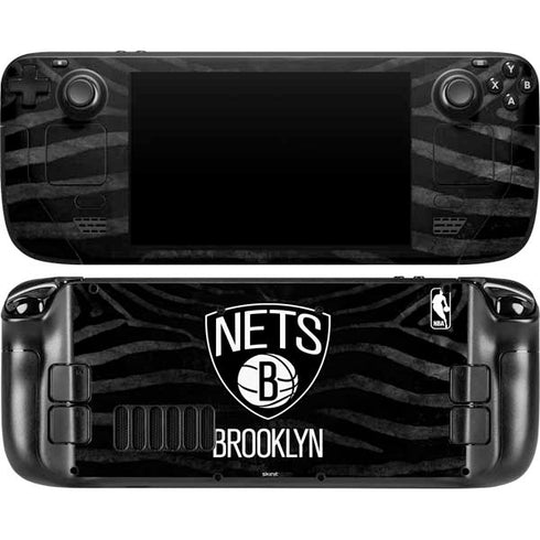 NBA Brooklyn Nets Black Animal Print Steam Deck Handheld Gaming Computer OLED Skin