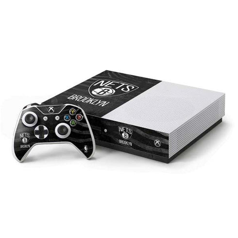 NBA Brooklyn Nets Black Animal Print Xbox One S Console and Controller Bundle Skin