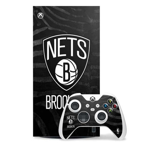 NBA Brooklyn Nets Black Animal Print Xbox Series X Skins