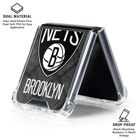 NBA Brooklyn Nets Dark Rust Galaxy Z Flip6 Clear Case