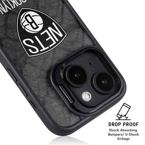 NBA Brooklyn Nets Dark Rust iPhone 15 Kickstand Case