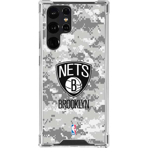 NBA Brooklyn Nets Digi Camo Galaxy S23 Ultra Clear Case