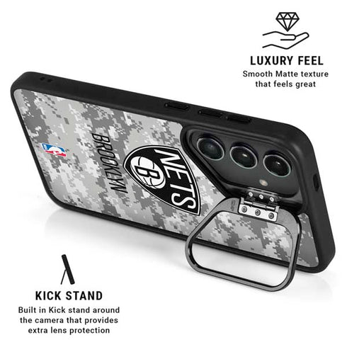 NBA Brooklyn Nets Digi Camo Galaxy S24 FE Kickstand Case