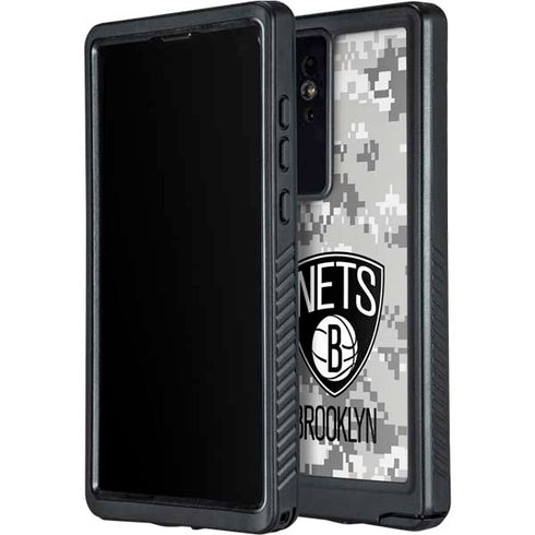 NBA Brooklyn Nets Digi Camo Galaxy S24 Ultra Waterproof Case