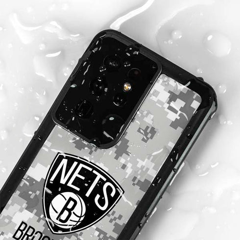 NBA Brooklyn Nets Digi Camo Galaxy S24 Ultra Waterproof Case