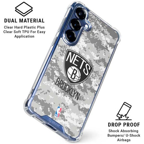 NBA Brooklyn Nets Digi Camo Galaxy S25 Plus Clear Case