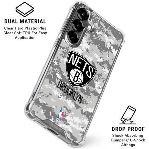 NBA Brooklyn Nets Digi Camo Galaxy S26 Plus Clear Case