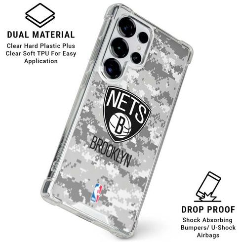 NBA Brooklyn Nets Digi Camo Galaxy S26 Ultra Clear Case