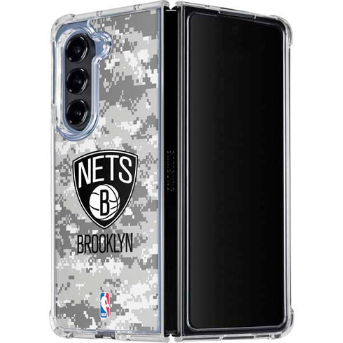 NBA Brooklyn Nets Digi Camo Galaxy Z Fold5 5G Clear Case