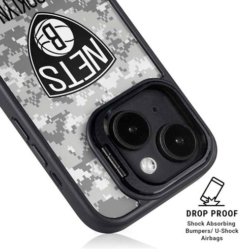 NBA Brooklyn Nets Digi Camo iPhone 14 Kickstand Case
