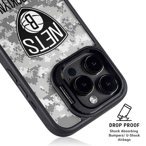 NBA Brooklyn Nets Digi Camo iPhone 14 Pro Kickstand Case