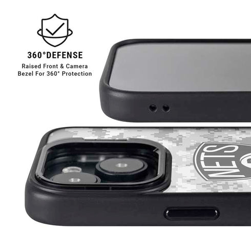 NBA Brooklyn Nets Digi Camo iPhone 15 Kickstand Case