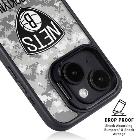 NBA Brooklyn Nets Digi Camo iPhone 15 Plus Kickstand Case