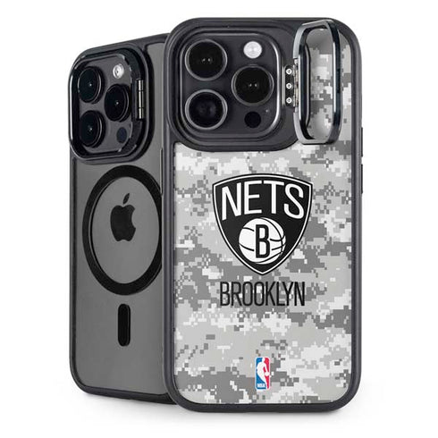 NBA Brooklyn Nets Digi Camo iPhone 15 Pro Kickstand Case