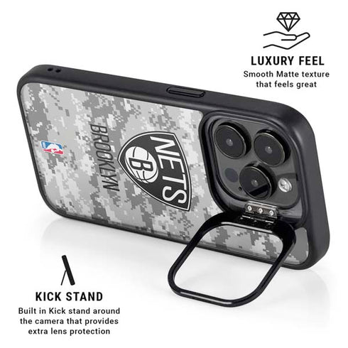 NBA Brooklyn Nets Digi Camo iPhone 15 Pro Kickstand Case