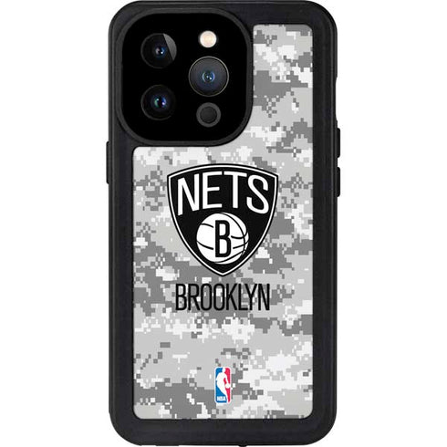 NBA Brooklyn Nets Digi Camo iPhone 15 Pro Waterproof Case