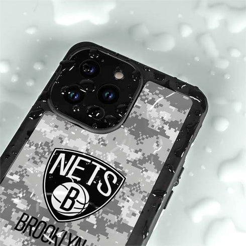 NBA Brooklyn Nets Digi Camo iPhone 15 Pro Waterproof Case