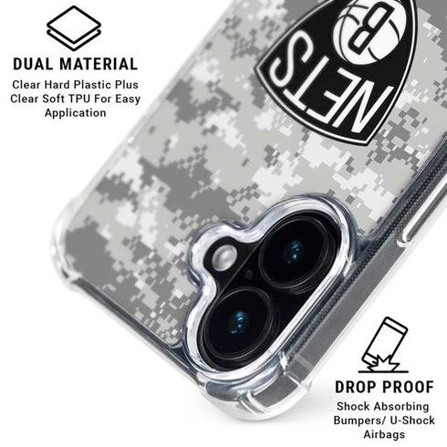 NBA Brooklyn Nets Digi Camo iPhone 16 MagSafe Case