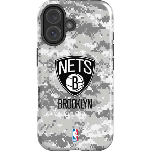 NBA Brooklyn Nets Digi Camo iPhone 16 Magsafe Impact Case