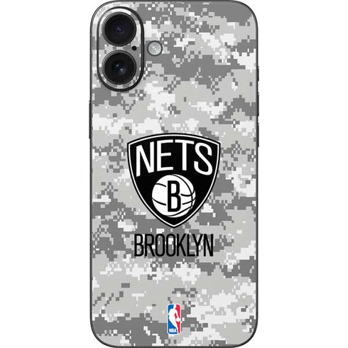 NBA Brooklyn Nets Digi Camo iPhone 16 Plus Skin