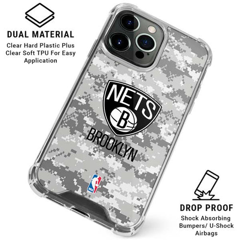 NBA Brooklyn Nets Digi Camo iPhone 16 Pro Max Clear Case
