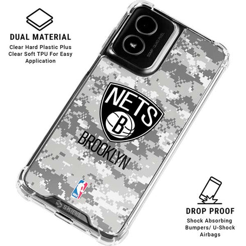 NBA Brooklyn Nets Digi Camo Moto G Power 5G (2024) Clear Case