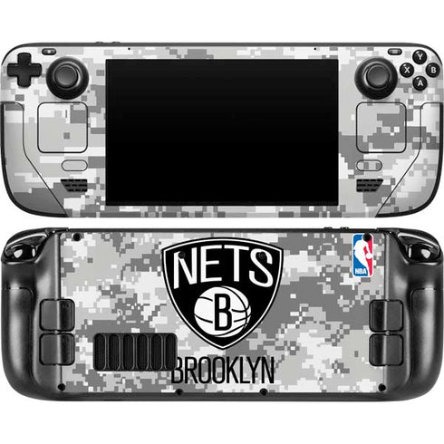 NBA Brooklyn Nets Digi Camo Steam Deck Handheld Gaming Computer OLED Skin