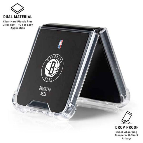 NBA Brooklyn Nets Distressed Galaxy Z Flip6 Clear Case