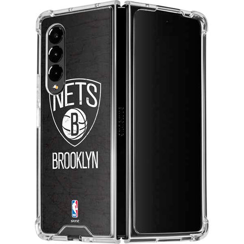 NBA Brooklyn Nets Distressed Galaxy Z Fold4 5G Clear Case