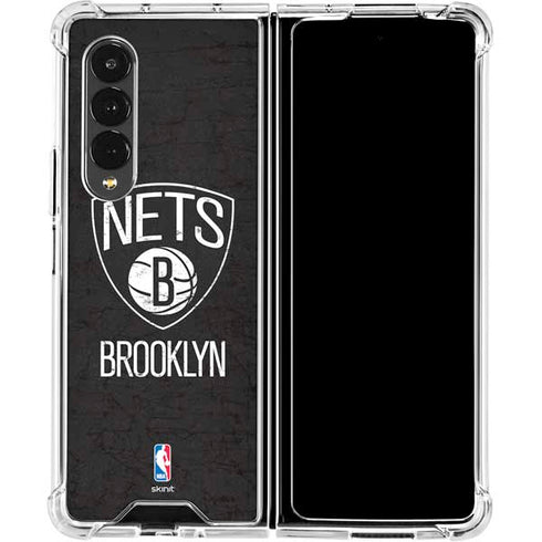NBA Brooklyn Nets Distressed Galaxy Z Fold4 5G Clear Case