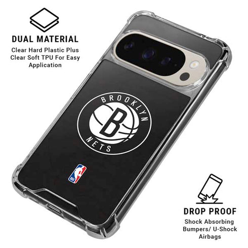NBA Brooklyn Nets Distressed Google Pixel 9 Pro XL Clear Case