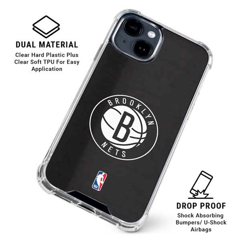 NBA Brooklyn Nets Distressed iPhone 14 Plus Clear Case