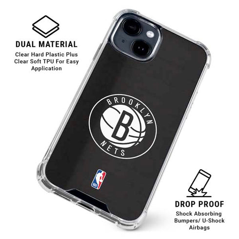NBA Brooklyn Nets Distressed iPhone 15 Clear Case