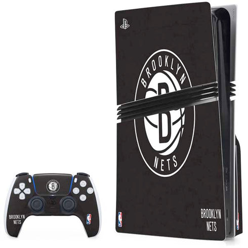 NBA Brooklyn Nets Distressed PS5 Pro Disk Bundle Skin