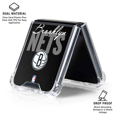 NBA Brooklyn Nets Elephant Print Galaxy Z Flip6 Clear Case