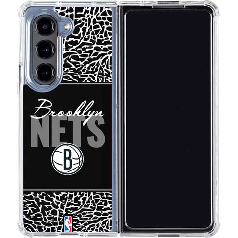 NBA Brooklyn Nets Elephant Print Galaxy Z Fold5 5G Clear Case