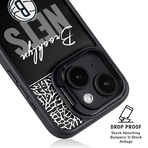NBA Brooklyn Nets Elephant Print iPhone 14 Plus Kickstand Case