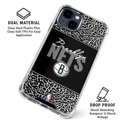 NBA Brooklyn Nets Elephant Print iPhone 15 Clear Case
